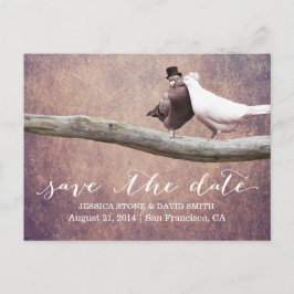 ClassiyグランジのBirds Saved the Date 案内ポストカード