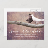 ClassiyグランジのBirds Saved the Date 案内ポストカード (正面/裏面)