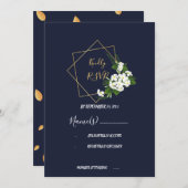 Classiy エレガント Navy Geometric RSVP 招待状 (正面/裏面)