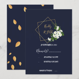 Classiy エレガント Navy Geometric RSVP 招待状