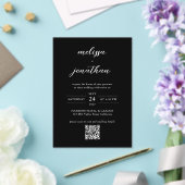 Classiy モダン Black & White Script QRコード結婚s アクリル招待状 (インサイチュ (ウェディング))