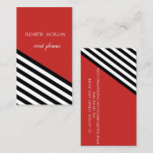 Classiy モダン Geometric、Red、白黒ストライプ 名刺 (正面/裏面)