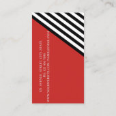 Classiy モダン Geometric、Red、白黒ストライプ 名刺 (裏面)