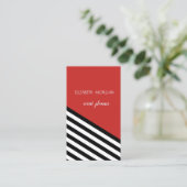 Classiy モダン Geometric、Red、白黒ストライプ 名刺 (スタンド正面)