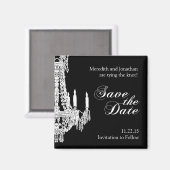 Classiy Black and White Save the Date Magnet マグネット (正面/裏面)