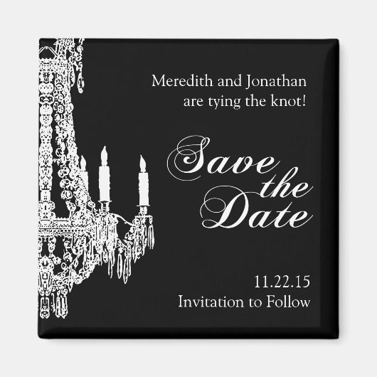 Classiy Black and White Save the Date Magnet マグネット (正面)