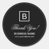 Classiy Black Monogram Business Thank You Stickers ラウンドシール (正面)