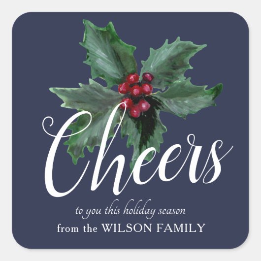 Classiy Holly Thank You Stickers スクエアシール (正面)