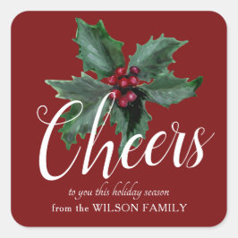 Classiy Holly Thank You Stickers スクエアシール