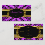 Classiy Purple金ゴールドエレガントダマスクフローラプロファイル 名刺 (正面/裏面)