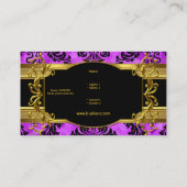 Classiy Purple金ゴールドエレガントダマスクフローラプロファイル 名刺 (裏面)
