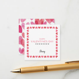 Classroom Pink and Red Heart Square V'Day Card エンクロージャーカード