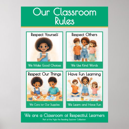 Classroom Rules Kindergarten Teacher Anchor Chart ポスター (正面)