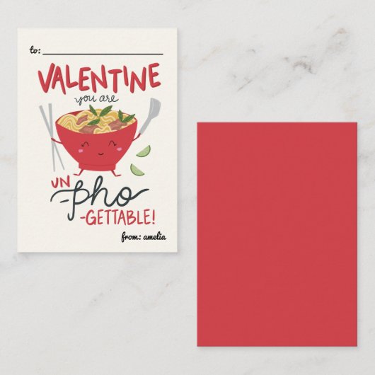 Classroom Valentine Card- Un-Pho-Gettable- White ノートカード (正面/裏面)