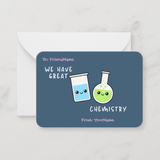 Classroom Valentines Card We Have Great Chemistry ノートカード (正面)