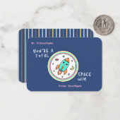 Classroom Valentines Card You’re a Total Space Win ノートカード (正面/裏面インサイチュ)