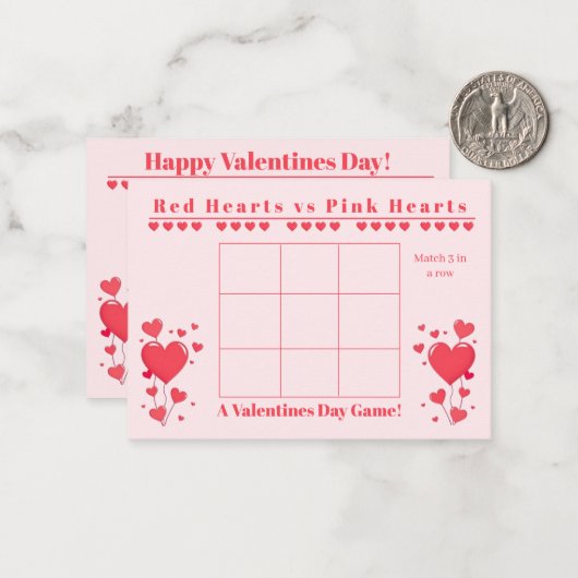 Classroom Valentine's Day Card Game-3 in a Row ノートカード (正面/裏面インサイチュ)