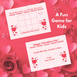 Classroom Valentine's Day Card Game-3 in a Row ノートカード