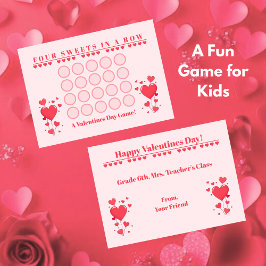 Classroom Valentine's Day Card Game-Four in a Row ノートカード