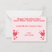 Classroom Valentine's Day Card Game-Four in a Row ノートカード (裏面)