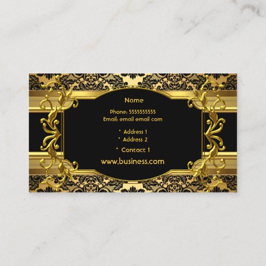 Classyエレガント金ゴールドダマスクフローラプロファイル 名刺 (裏面)