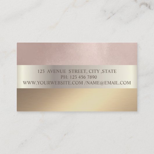 Classyエレガント、モダンフェイク金ゴールド、バラ金ゴールド 名刺 (裏面)