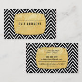 CLASSYシェフはっきりしたロン模様金ゴールドフォイルパネルブラック 名刺 (正面/裏面)