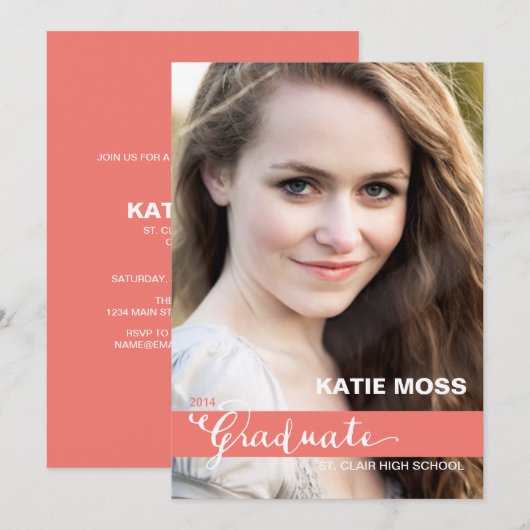 CLASSY卒業発表 | コーラル 招待状 (正面/裏面)