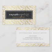 CLASSY葉パタモダンーン金ゴールドフォイルのロゴバッジ 名刺 (正面/裏面)