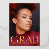 Classy エレガント Grad写真はっきりした発表カード 箔招待状 (正面)