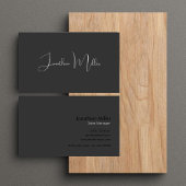 Classy エレガント Gray & Black手書きスクリプト 名刺