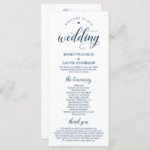 Classy エレガント Navy Blue氏の結婚式典 プログラム (正面/裏面)