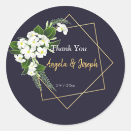 Classy エレガント Navy Geometric Roundステッカー ラウンドシール