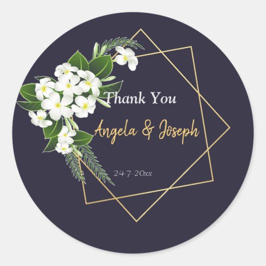 Classy エレガント Navy Geometric Roundステッカー ラウンドシール (正面)