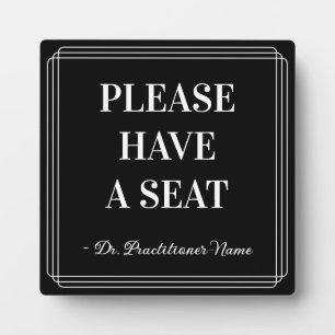 Classy, エレガント "Please Have A SEAT" +名前 フォトプラーク