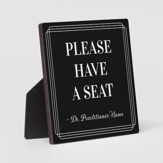 Classy, エレガント "Please Have A SEAT" +名前 フォトプラーク (正面)