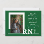 Classy エレガント RN Caduceus 1 Photo Dk Green 案内状 (正面)
