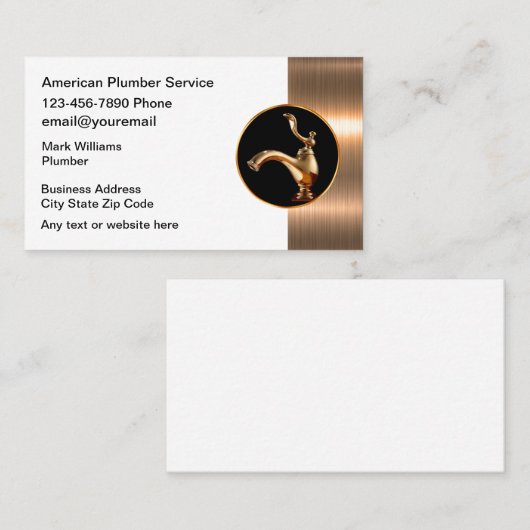 Classy カッコいい Plumbing Service名刺 名刺 (正面/裏面)
