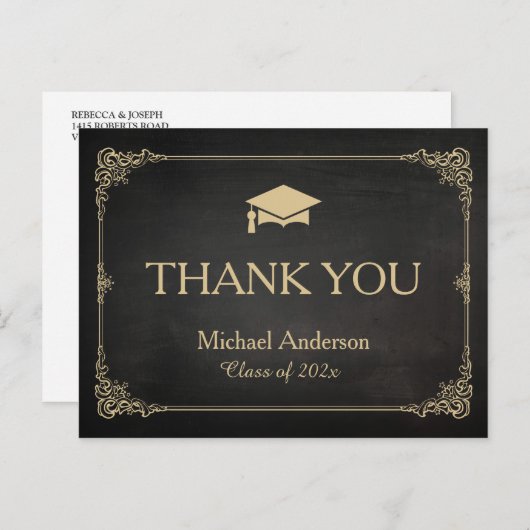 Classy スタイリッシュ Grad Cap卒業式 ポストカード (正面/裏面)