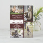 Classy モダン Maroon写真卒業 案内状 (スタンド正面)