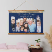 Classy モダン Navy Blue金ゴールドフォトファミリーの追加 吊り下げ型タペストリー (寝室)