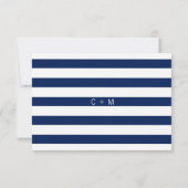 Classy モダン Navy Blue & White RSVPメニュ結婚ー 出欠カード (裏面)