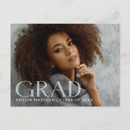 Classy モダン Transparentはっきりした文字グラッド写真 ポストカード (正面)