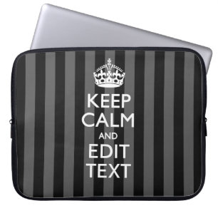 Classy 保 CALMとYour Text on Blackストライプ Options ラップトップスリーブ