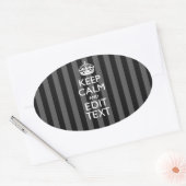 Classy 保 CALMとYour Text on Blackストライプ Options 楕円形シール (封筒)