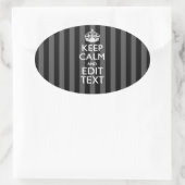 Classy 保 CALMとYour Text on Blackストライプ Options 楕円形シール (バッグ)