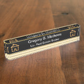 Classy 実在 Estate Brokerデスク名のプレート デスクネームプレート (側面)