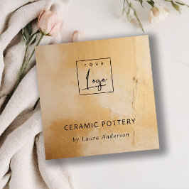 Classy 芸術的 Beige金ゴールド油絵を描テクスチャのロゴ スクエア名刺