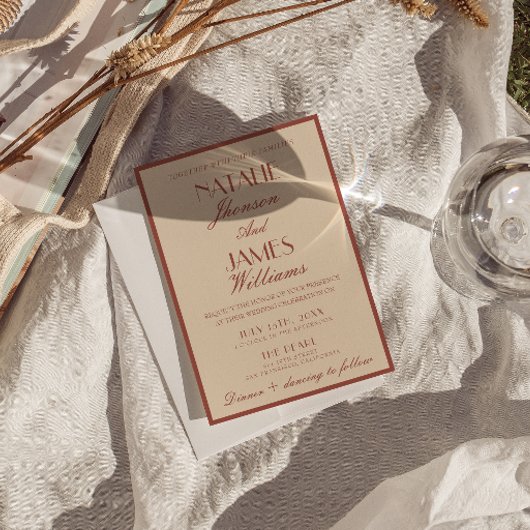 Classy Auburn Copper Old Money Fancy Wedding 招待状