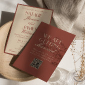 Classy Auburn Copper Old Money QR Code Wedding 招待状